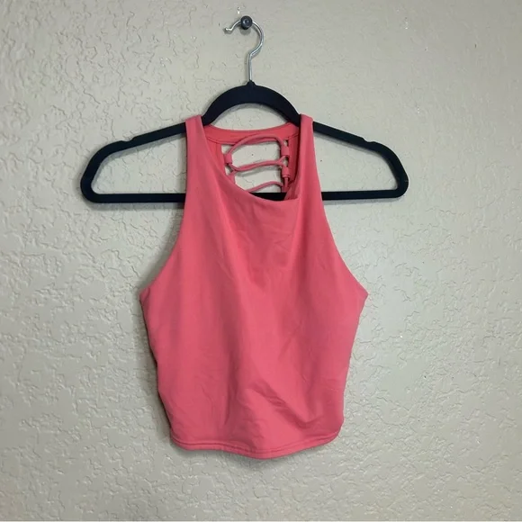Alo shoelace long tank bra size medium peachy pink color - Picture 3 of 8